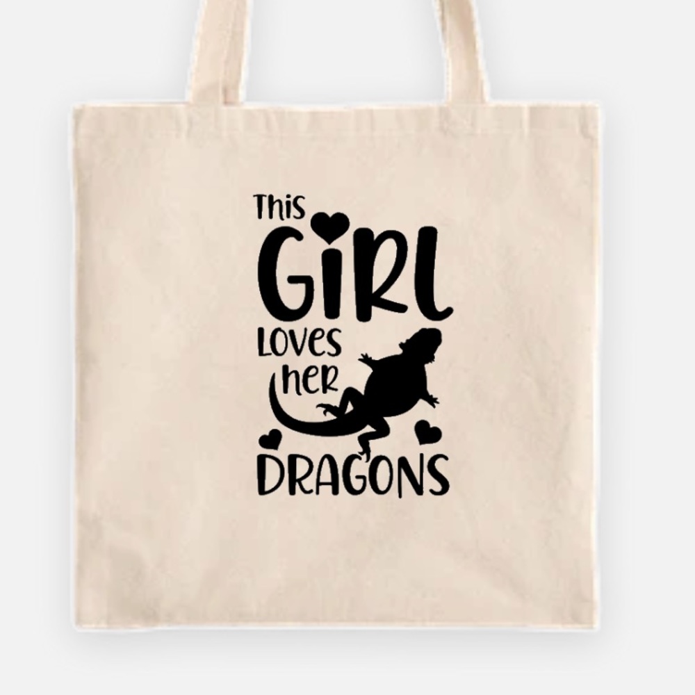 This girl loves her dragons tote bag